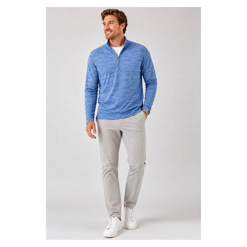 Johnnie-O Pace 1/4 Zip Pullover Lake Blue Space Dye Performance XL JMKO2660